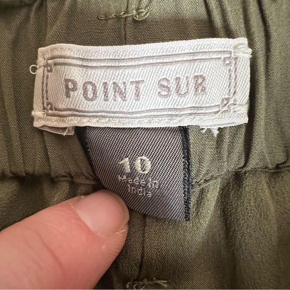 J.Crew Point Sur Olive Green Wide Leg Crop Pants Minimalist Belt Pockets Size 10 - Picture 6 of 10